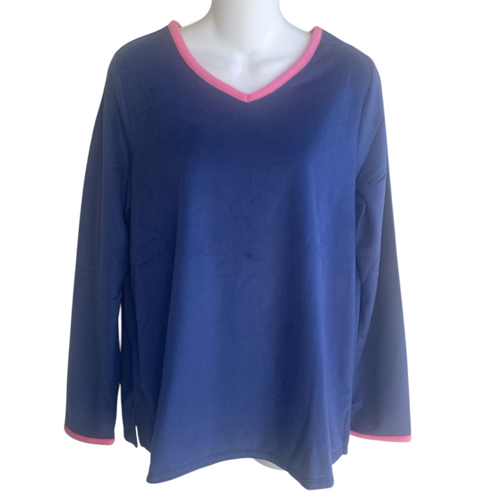 Comfort Code by Cuddl Duds Blue Fuzzy Ladies Pajama Top Blue Pink Size Small New